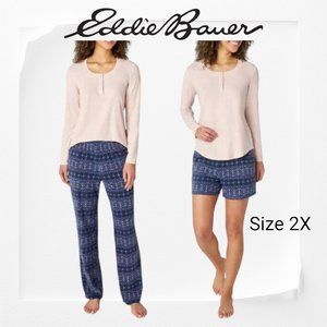 Eddie Bauer EUC Ladies' 3-Piece Waffle Fleece Pajamas Set Size 2X 22/24